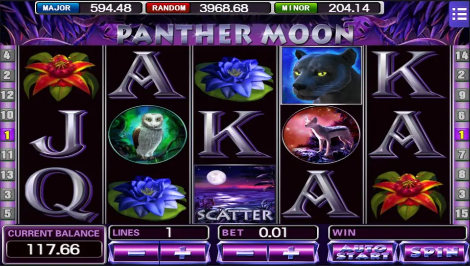 Moon scatter symbols spread across the Panther Moon reels