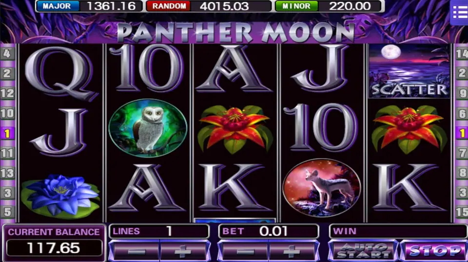 Panther Moon gamble screen offered after a line win
