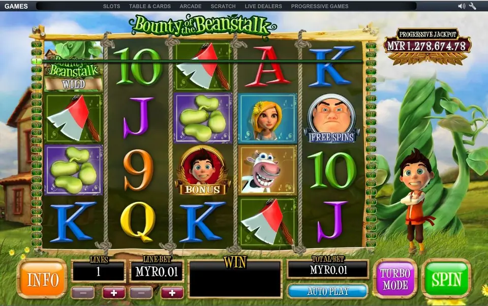 Jack scatter symbols triggering the Giant's Treasure bonus
