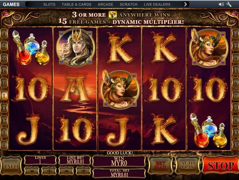 Dragon Kingdom paytable and credit display on NTC33
