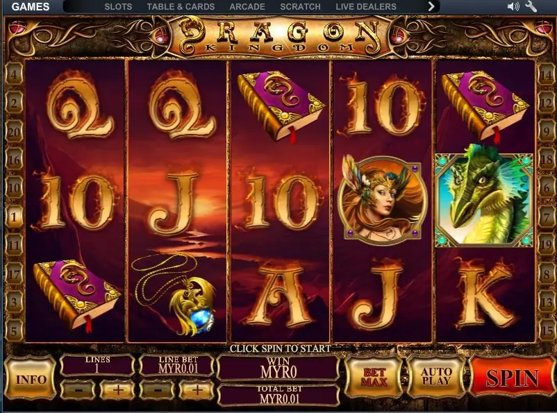 Dragon Kingdom reels spinning automatically in autoplay mode