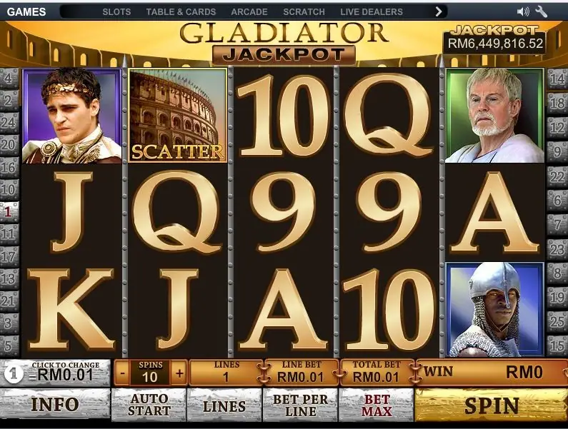 Commodus landing on reel three during Gladiator Jackpot free games