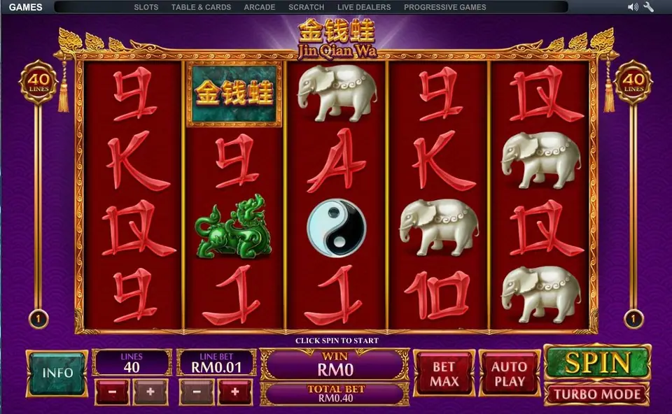 Jin Qian Wa free spins round with gold plaques on the reels