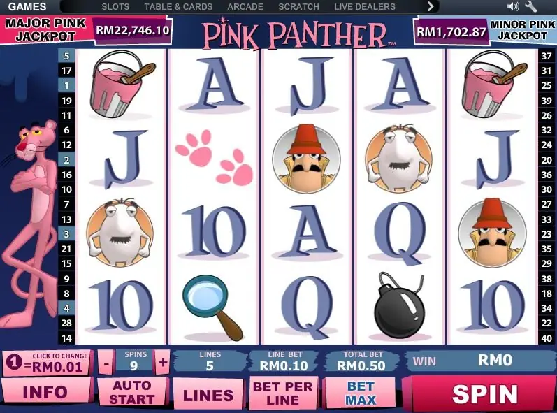 Pink Panther free spins with expanding wilds on the reels