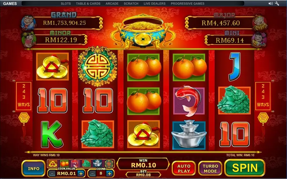 Free games selection screen in Ri Ri Sheng Cai