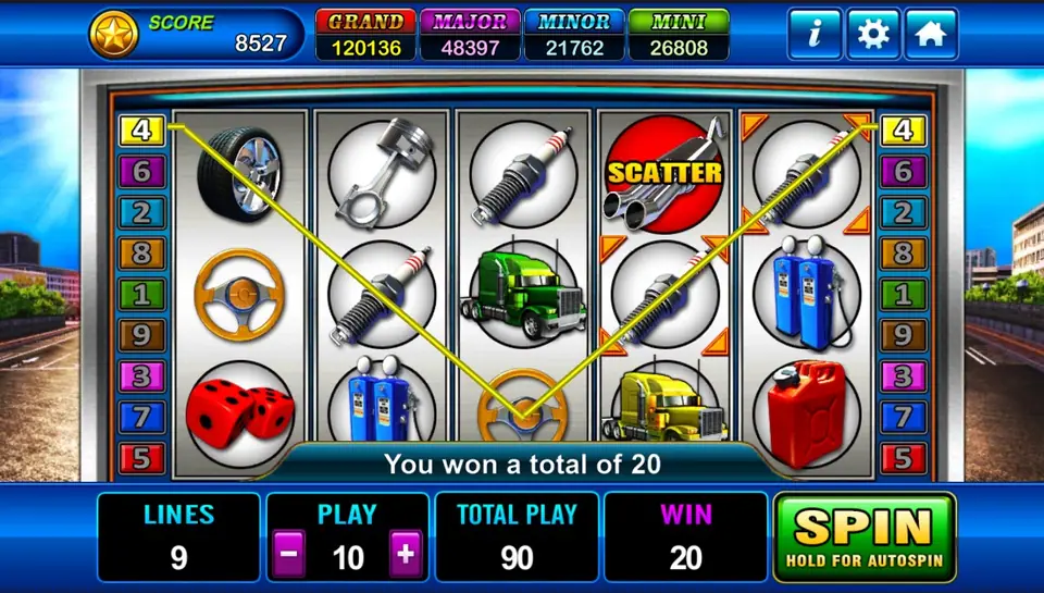 Highroad King reels with truck symbols and the paytable