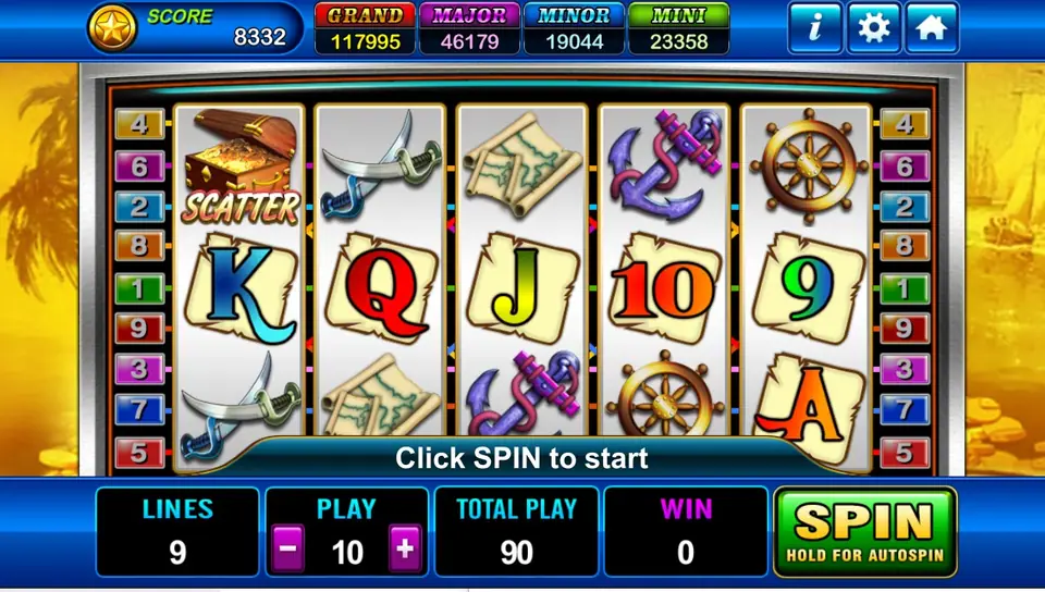 Pirate's Treasure reels on Play8oy with a grinning pirate beside them