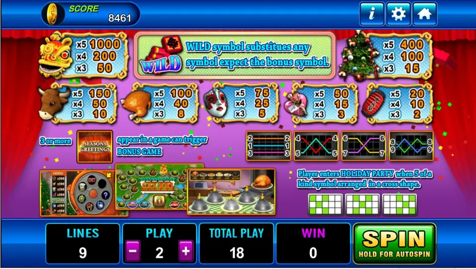 Seasons Greeting win on the Play8oy reels during a spin
