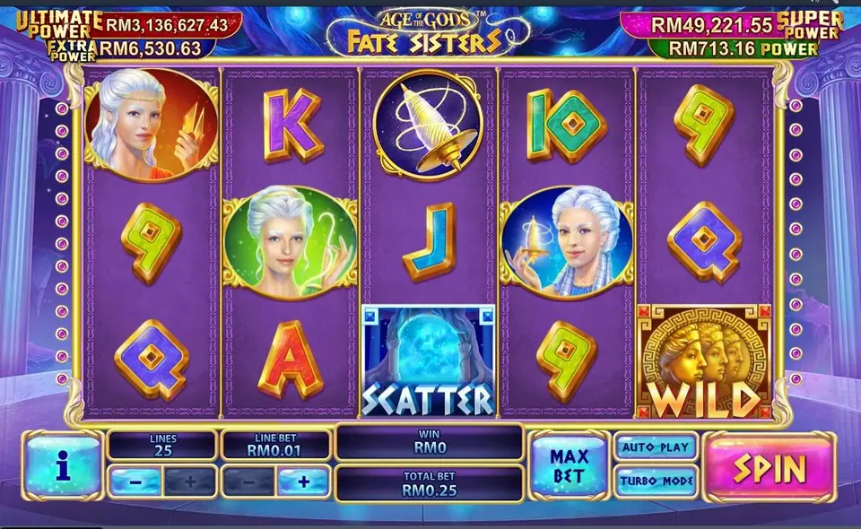 Age of Gods slot on Rollex11 with Greek gods above the reels