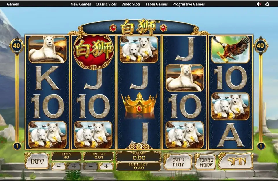 Bai Shi slot on Rollex11 with a green hillside behind the reels