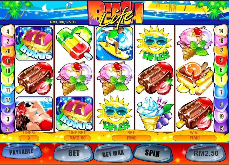 Beach Life slot on Rollex11 with sunny beach symbols on five reels