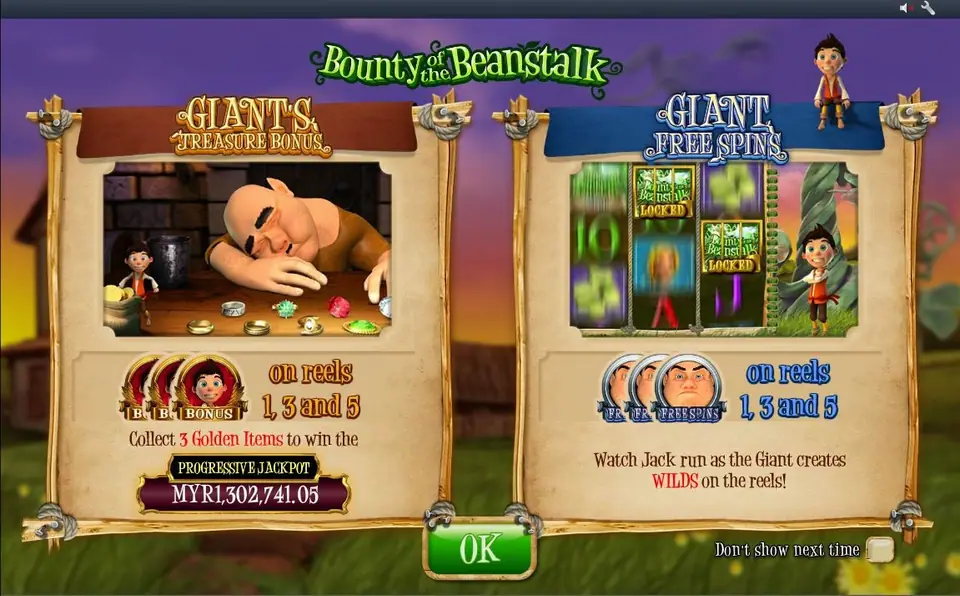 Bounty of the Beanstalk base game with Jack and the beanstalk symbols