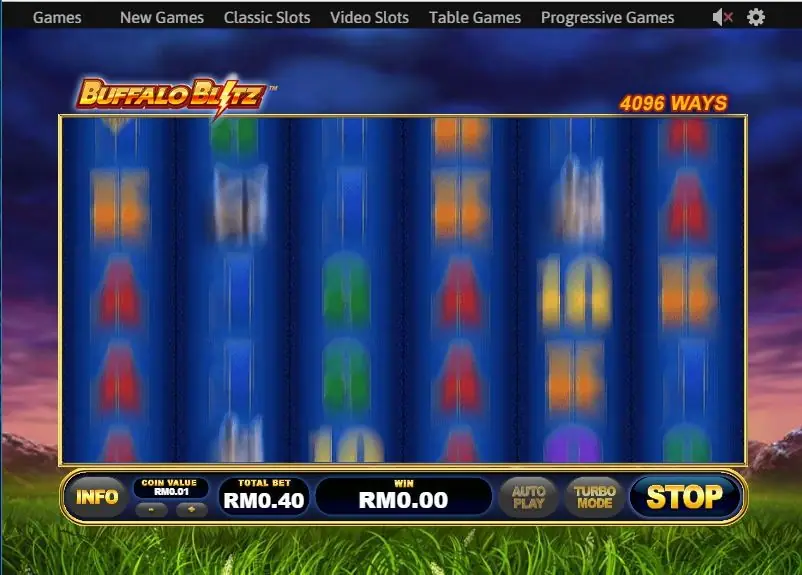 Buffalo Blitz paytable page listing the animal symbol values