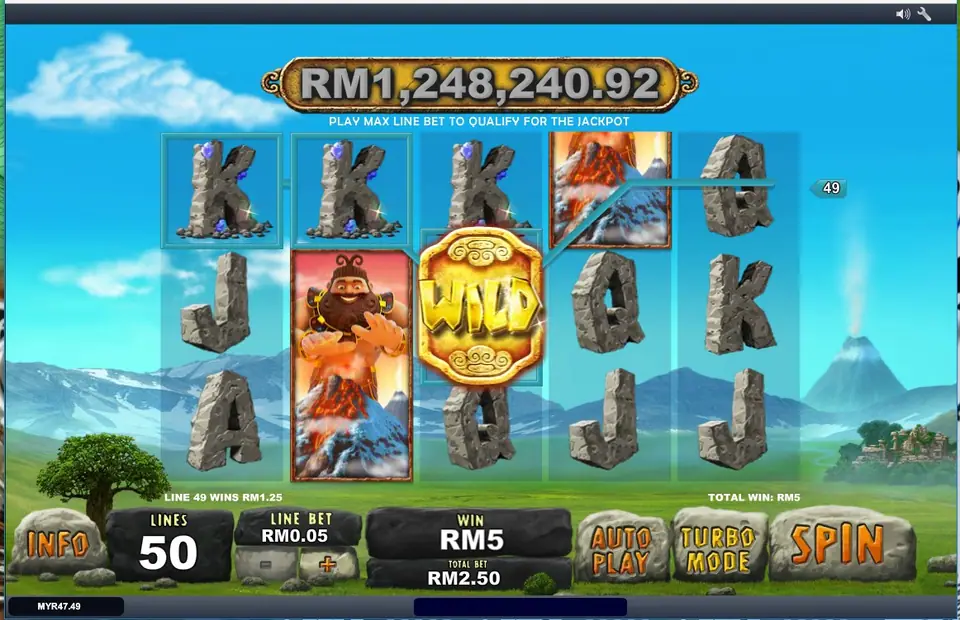 Jackpot Giant base game showing five reels and three rows