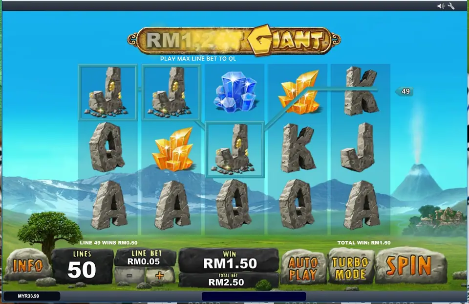 Stacked wild symbols filling a reel in Jackpot Giant