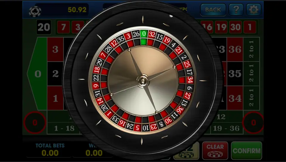 3Win8 Roulette table with the wheel and the betting layout below