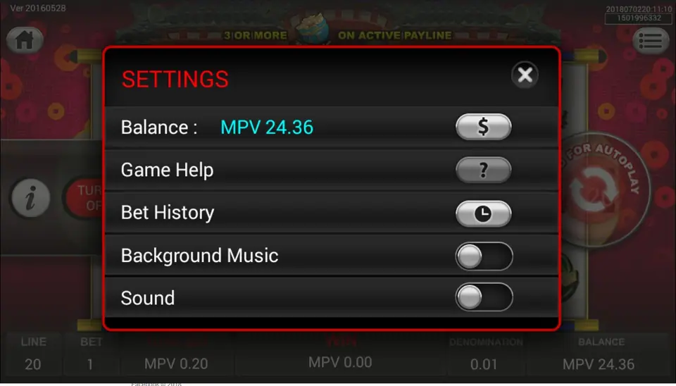 Lucky Meow paytable on Sky777 with each symbol in a dark red box