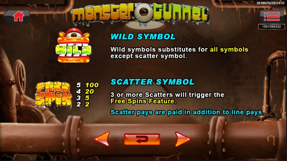 Monster Tunnel free game round in progress on Sky777
