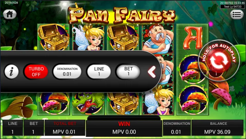 Pan Fairy five-reel grid on Sky777 with nine paylines marked