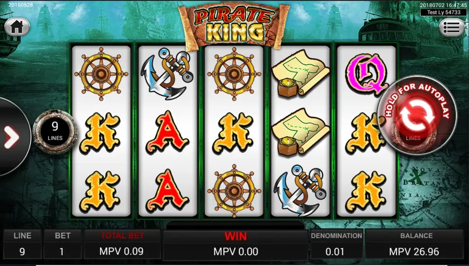 Pirate King slot on Sky777 with a pirate ship and treasure map background