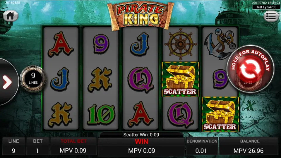 Pirate King paytable listing pirate symbol values