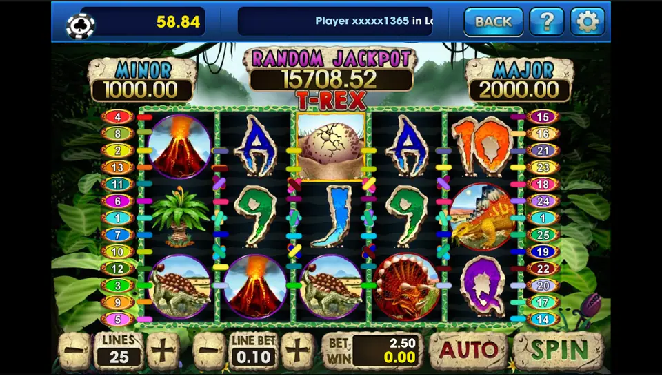 T-Rex pick feature showing a row of Dino Eggs to choose from