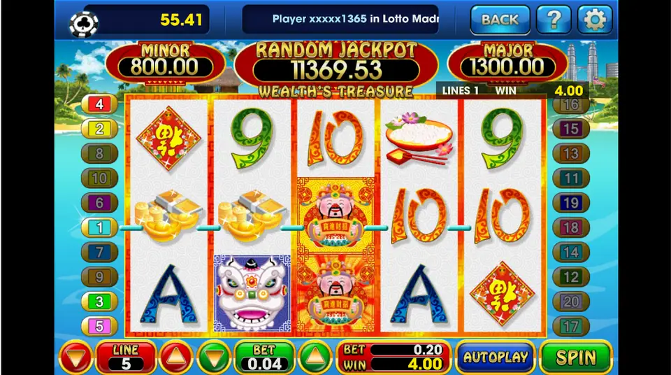 Wealth Treasure reels on 3Win8 inside an autumn wooden pavilion