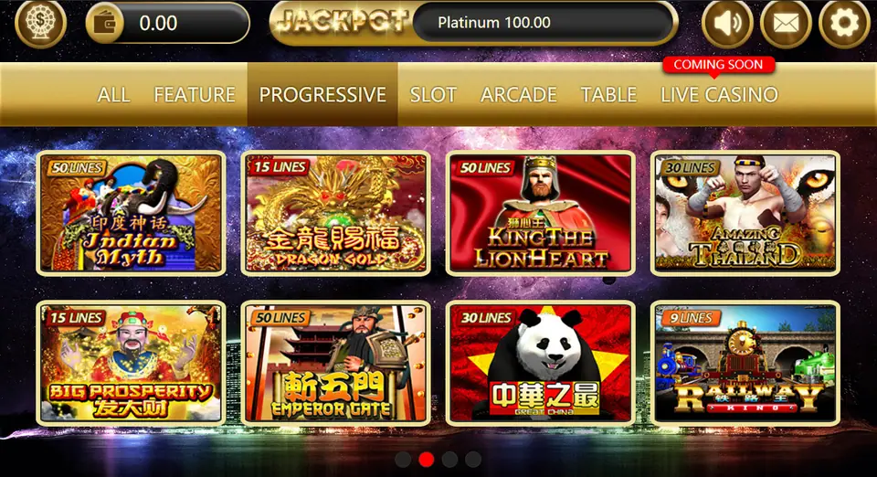 Sky777 progressive jackpot display above the slot game lobby